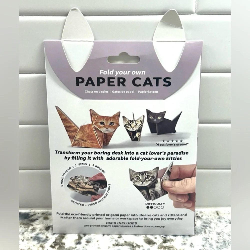 Fold Your Own Paper Cats Origami Kit! 50 Sheets - Multiple Breeds and Sizes! NWT